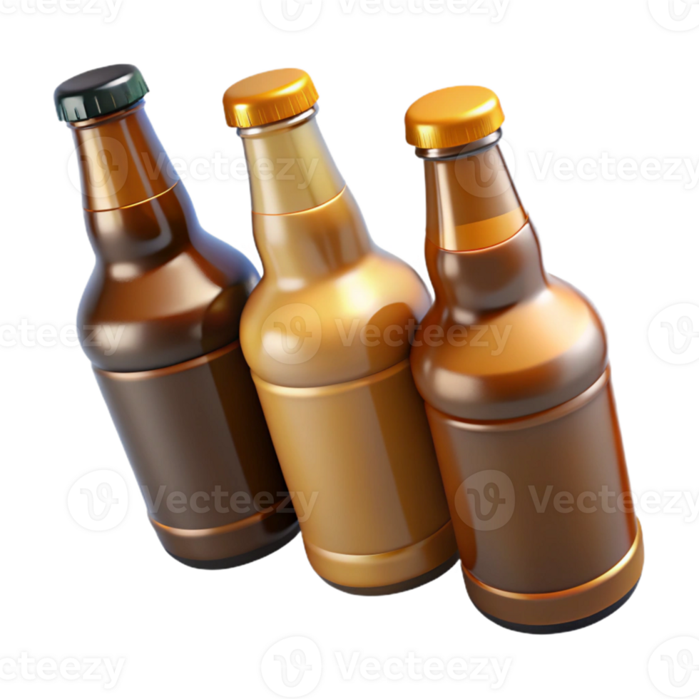 dramatic creative Variety of Craft Beer Bottles Isolated exclusive png