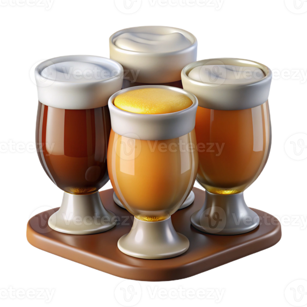 elegant rustic Variety of Beer Styles in Tasting Glasses Transparent Background professional png