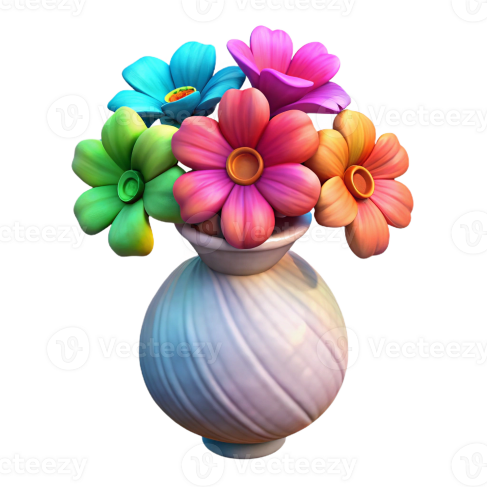 beautiful vintage Vase with Flowers Colorful Isolated on White Background detailed png