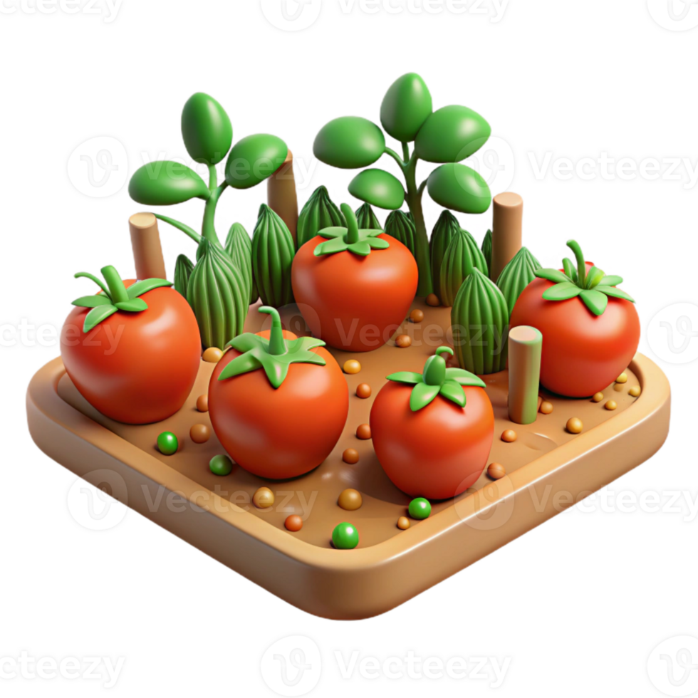 impressive creative Vegetable Garden Cutout with Tomatoes original png