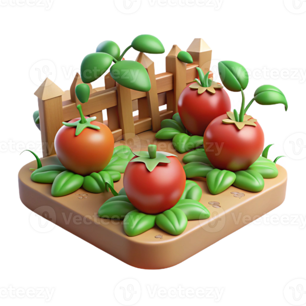 serene artistic Vegetable Garden Cutout with Tomatoes original png