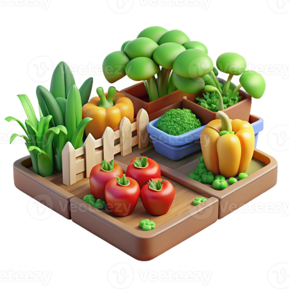 serene classic Vegetable Garden Scene Cutout on Transparent Background genuine png