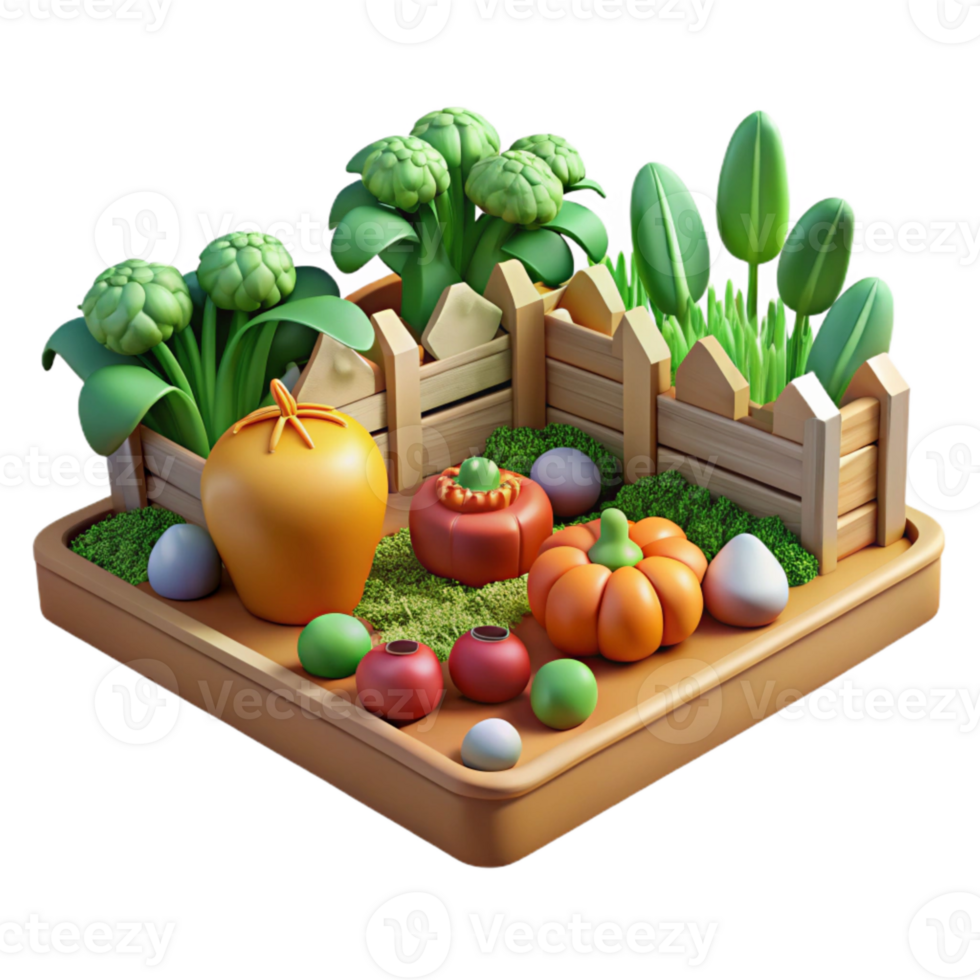 wonderful abstract Vegetable Garden Scene Cutout on Transparent Background authentic png