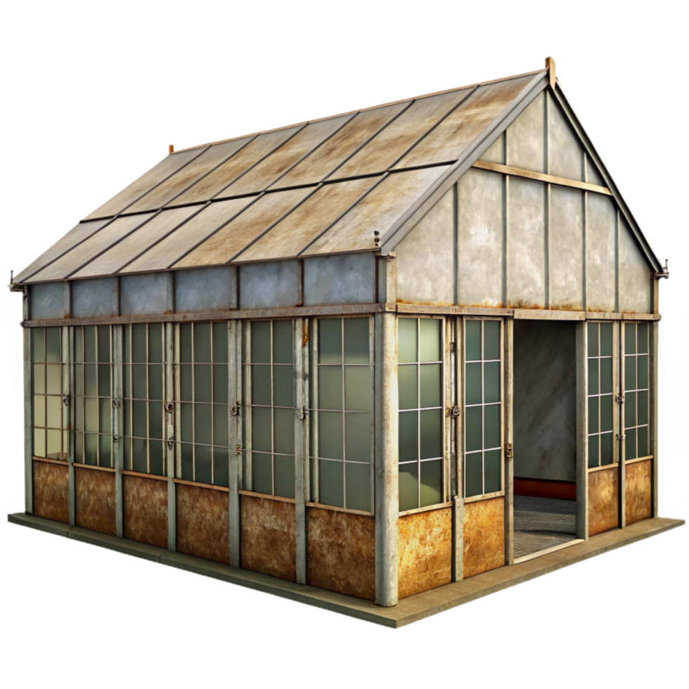 beautiful vintage Vertical Farm Exterior Metal Structure Isolated Transparent Background authentic png