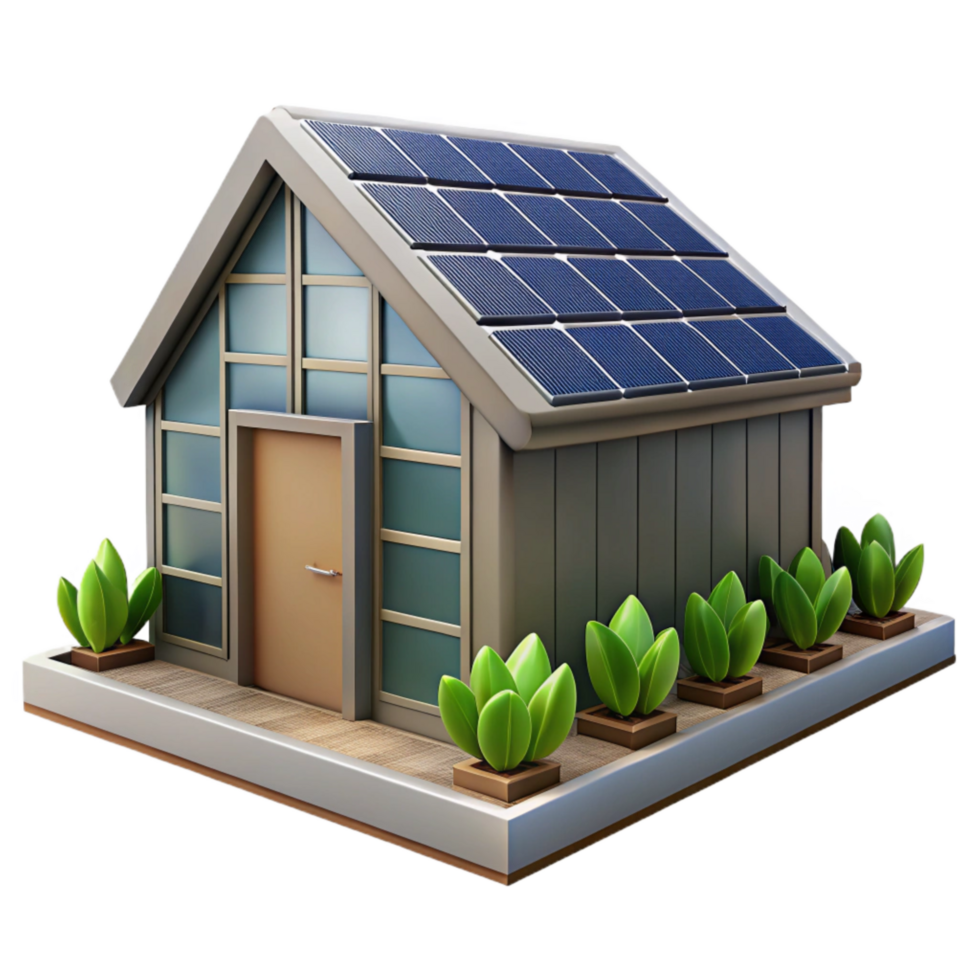 wonderful minimalist Vertical Farm Exterior with Solar Panels Transparent Background png