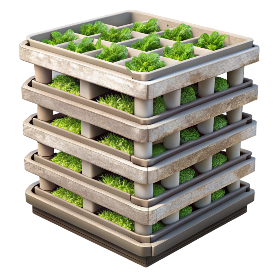 magnificent classic Vertical Farm Growing Trays Stacked High Transparent Background genuine png