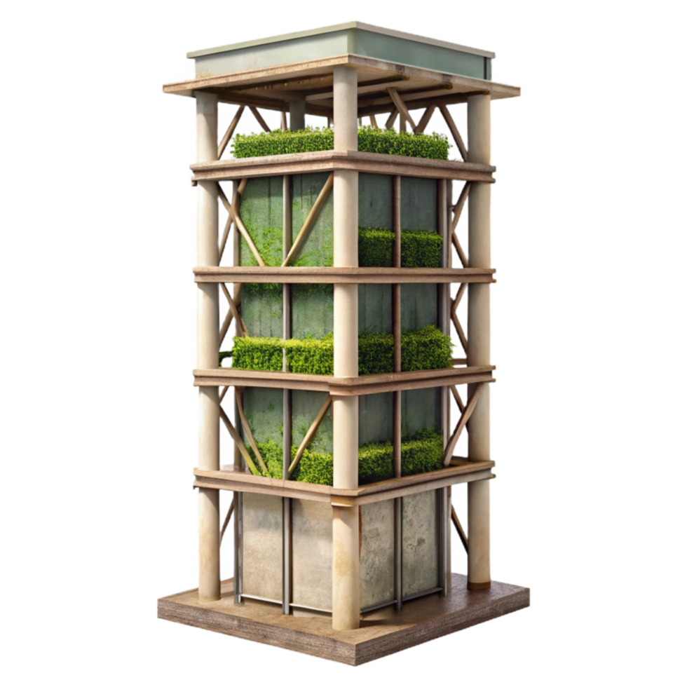 wonderful rustic Vertical Farming Tower Structure Cutout png