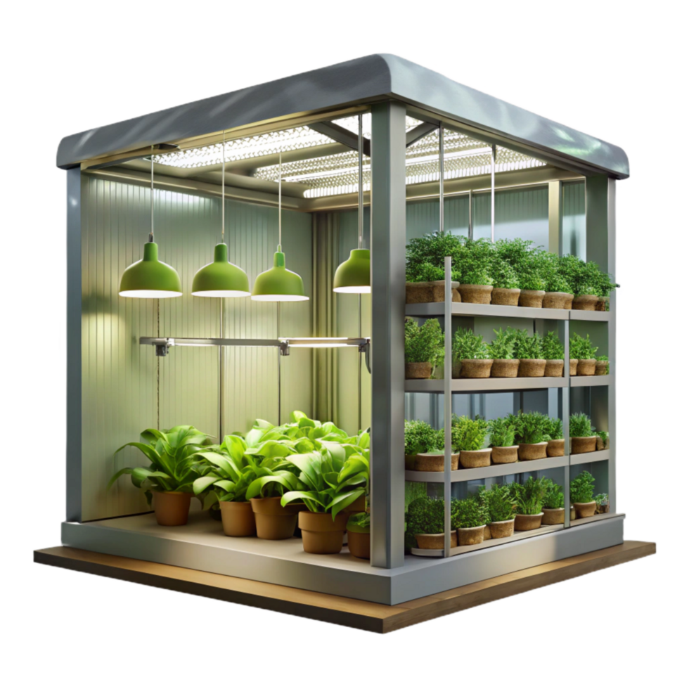 elegant creative Vertical Farm Interior Artificial Lighting Transparent Background exclusive png