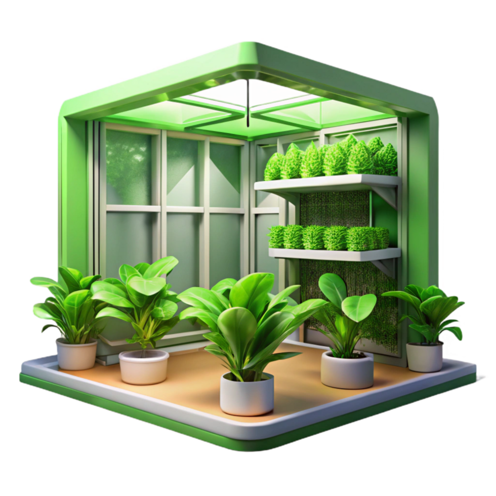 extraordinary creative Vertical Farm Interior Bright Lighting Transparent Background genuine png
