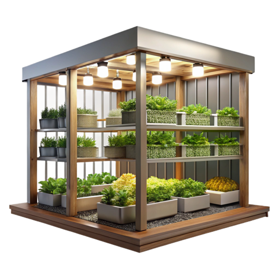 extraordinary abstract Vertical Farm Interior Artificial Lighting Transparent Background premium png
