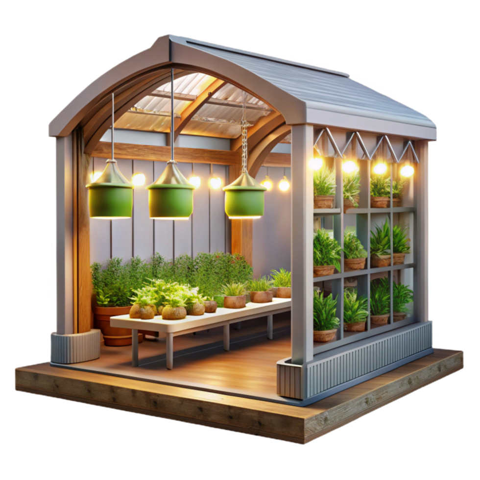 beautiful contemporary Vertical Farm Interior Bright Lighting Transparent Background exclusive png