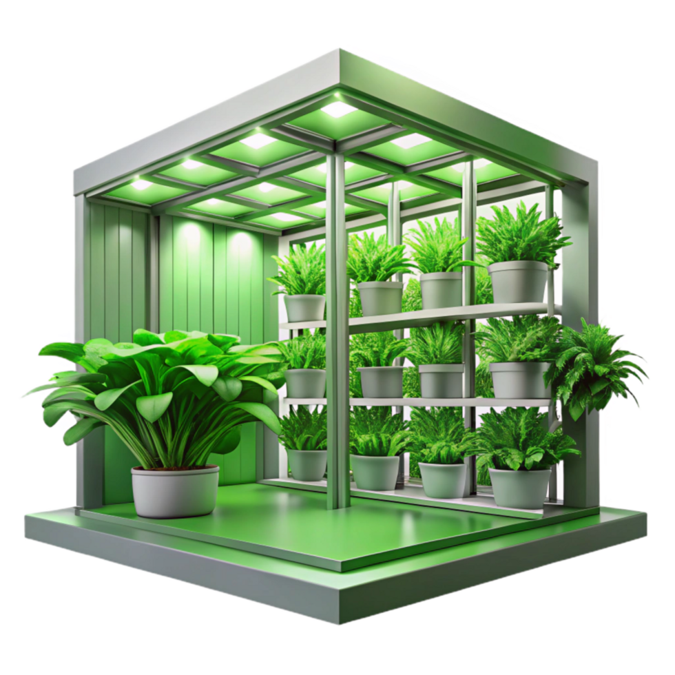 impressive creative Vertical Farm Interior Bright Lighting Transparent Background authentic png