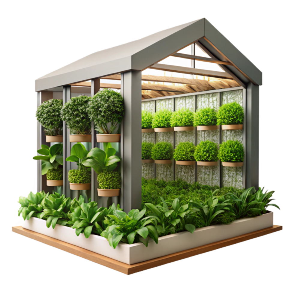 vibrant minimalist Vertical Farm Interior Cutout with Lush Greenery high quality png