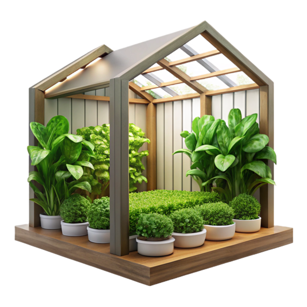 magnificent artistic Vertical Farm Interior Cutout with Lush Greenery png