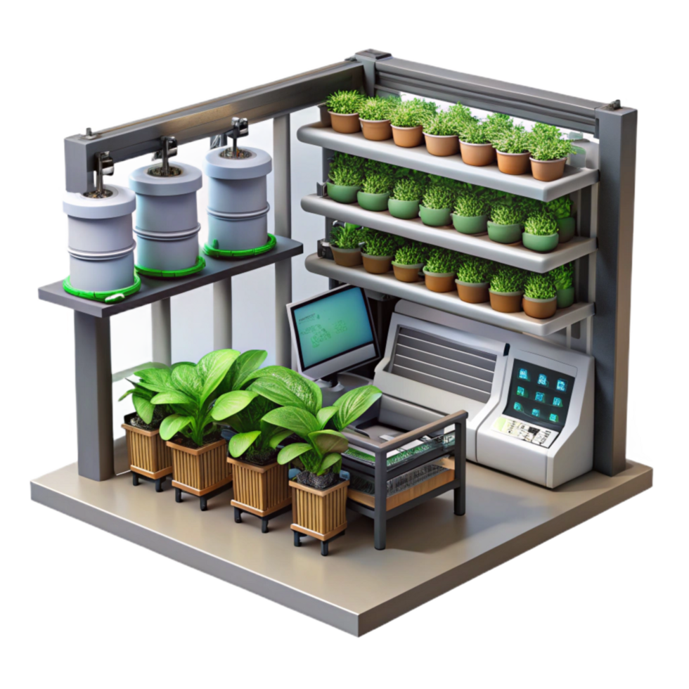 beautiful modern Vertical Farm Interior Monitoring Equipment Isolated exclusive png
