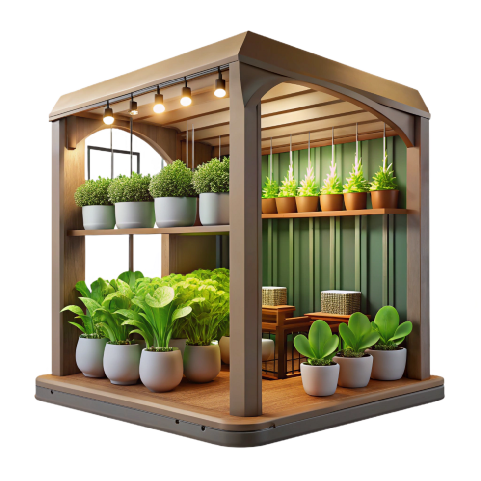 serene vintage Vertical Farm Interior Cutout Artificial Lighting high quality png