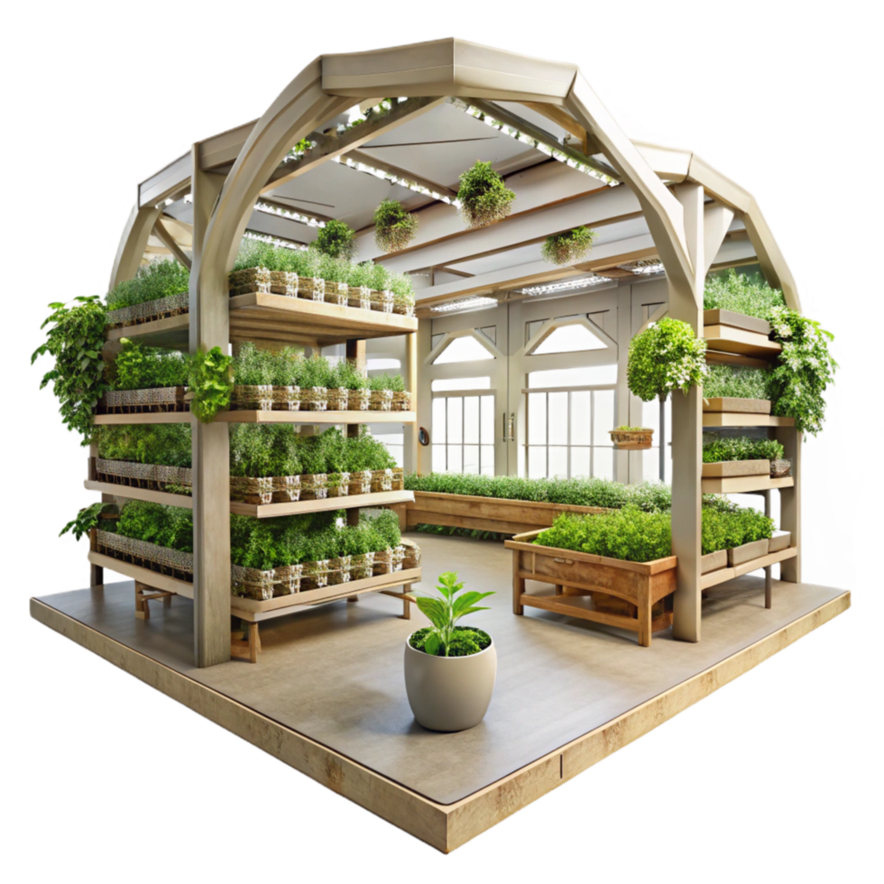 wonderful creative Vertical Farm Interior Wide Angle Shot Isolated premium png