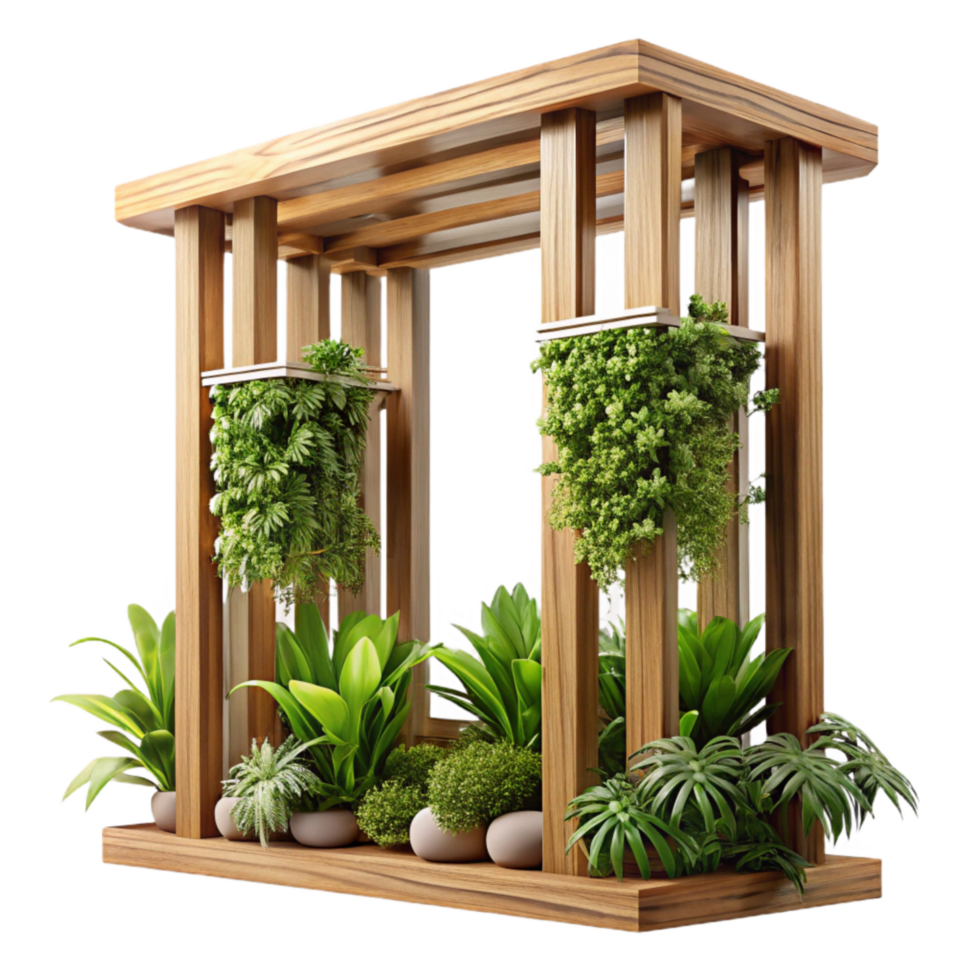 magnificent abstract Vertical Garden Frame Wooden Transparent Background detailed png