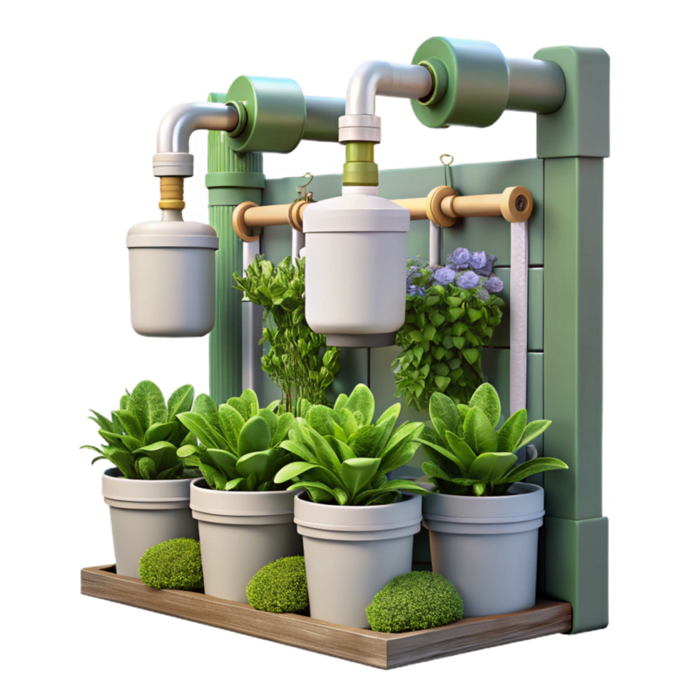 dramatic minimalist Vertical Garden Irrigation System Cutout Detailed high resolution png