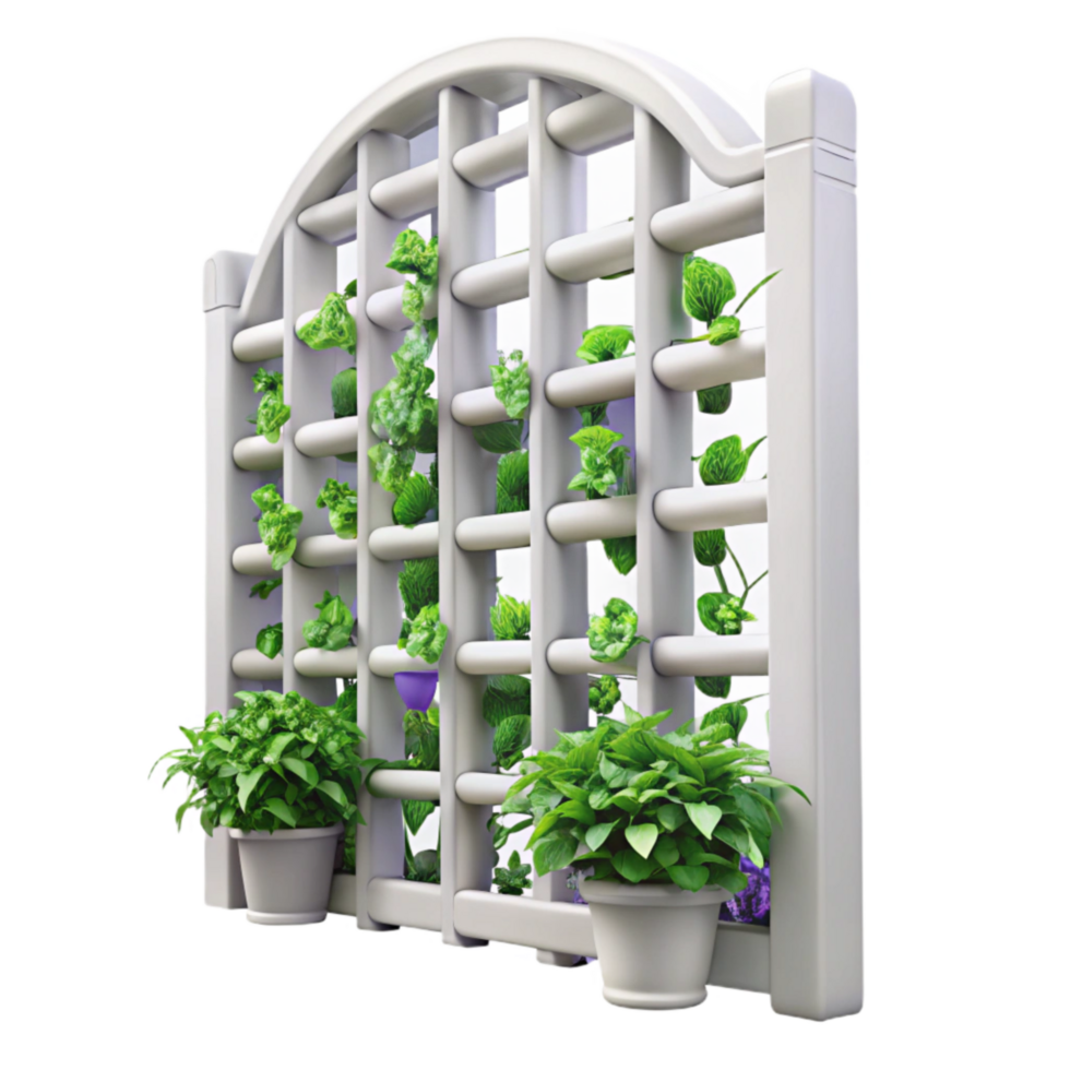 vibrant vintage Vertical Garden Trellis Plastic White Transparent Background detailed png