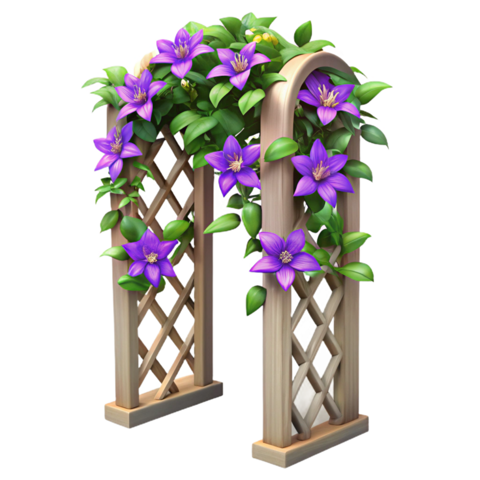 elegant minimalist Vertical Garden Trellis with Flowers Cutout Pink Blooms original png