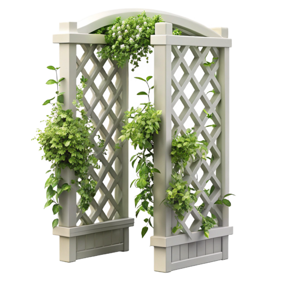 impressive artistic Vertical Garden Trellis Plastic White Transparent Background detailed png