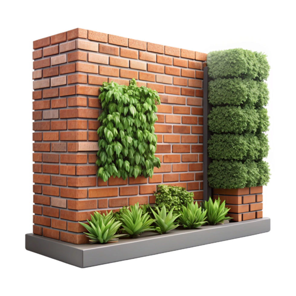 magnificent rustic Vertical Garden Wall Brick Background Transparent Background png