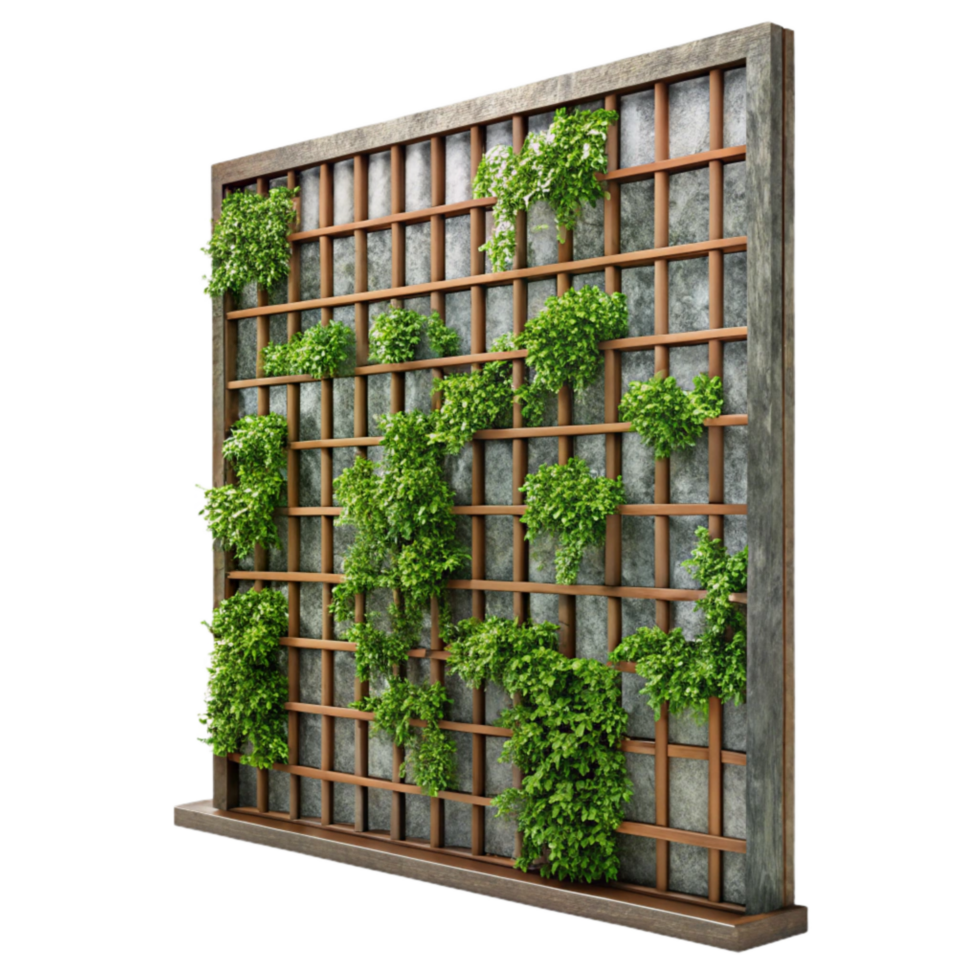 dramatic vintage Vertical Garden Wall Metal Grid Transparent Background authentic png
