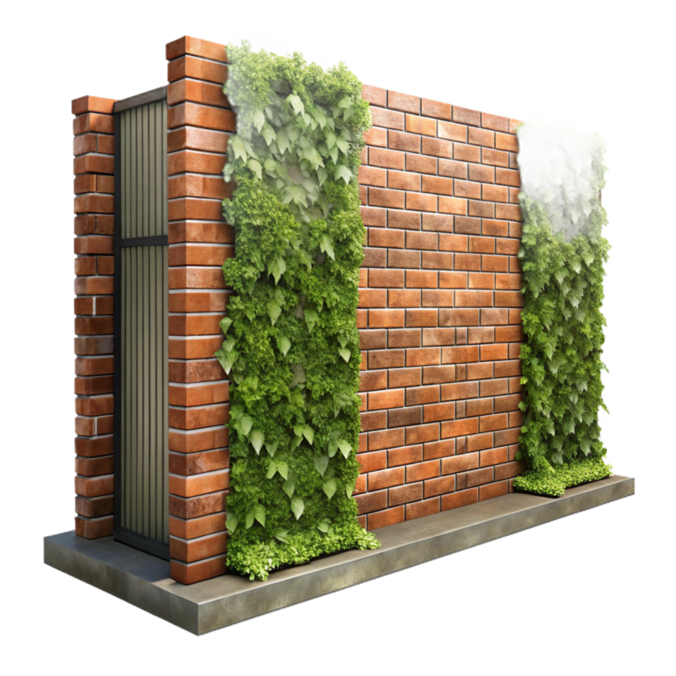 beautiful minimalist Vertical Garden Wall Brick Background Transparent Background detailed png