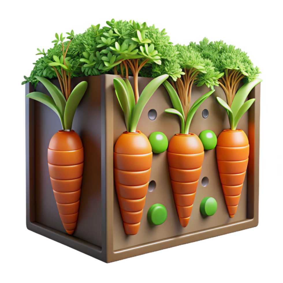 beautiful contemporary Vertical Garden with Carrots and Radishes Isolated Root Vegetables detailed png