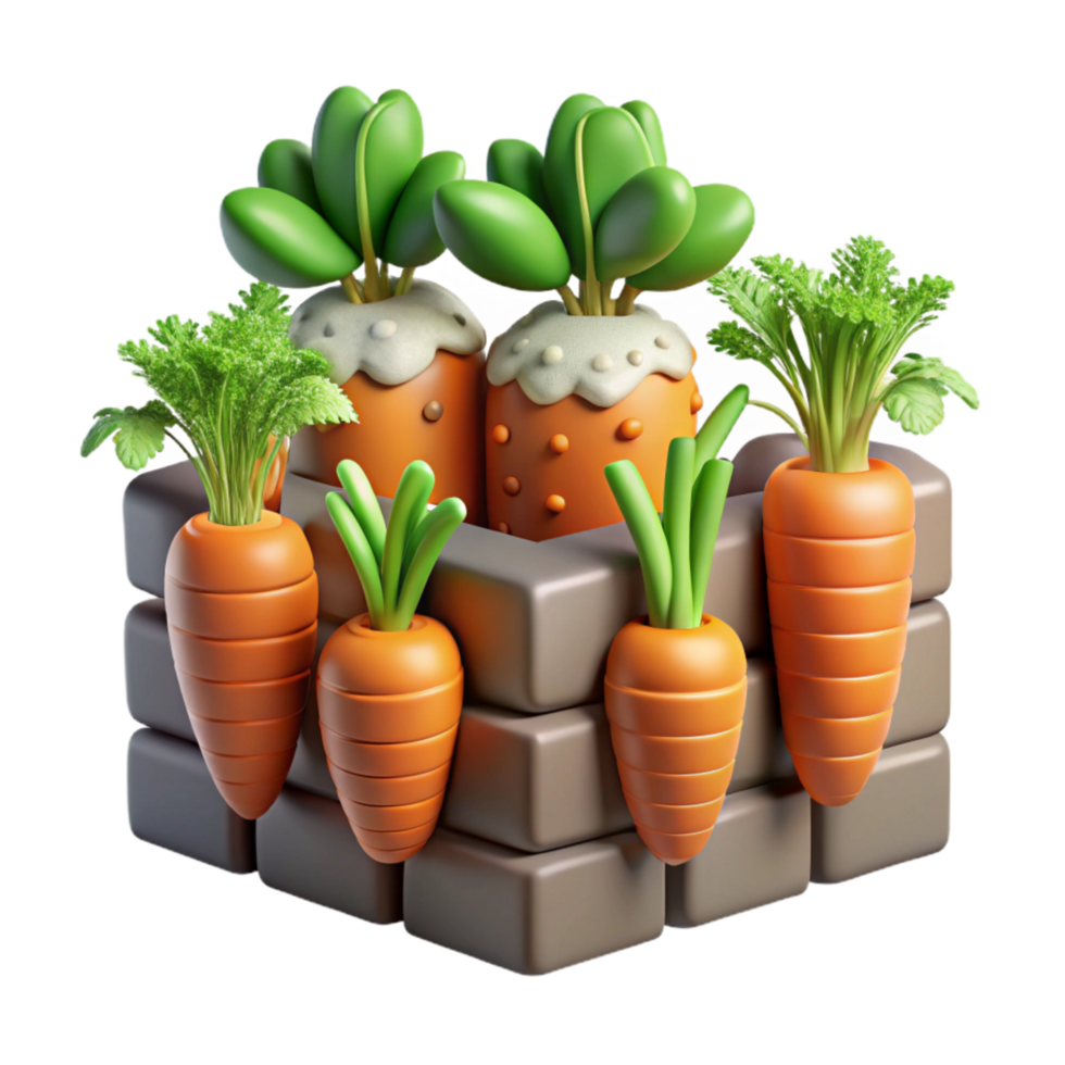 magnificent vintage Vertical Garden with Carrots and Radishes Isolated Root Vegetables detailed png