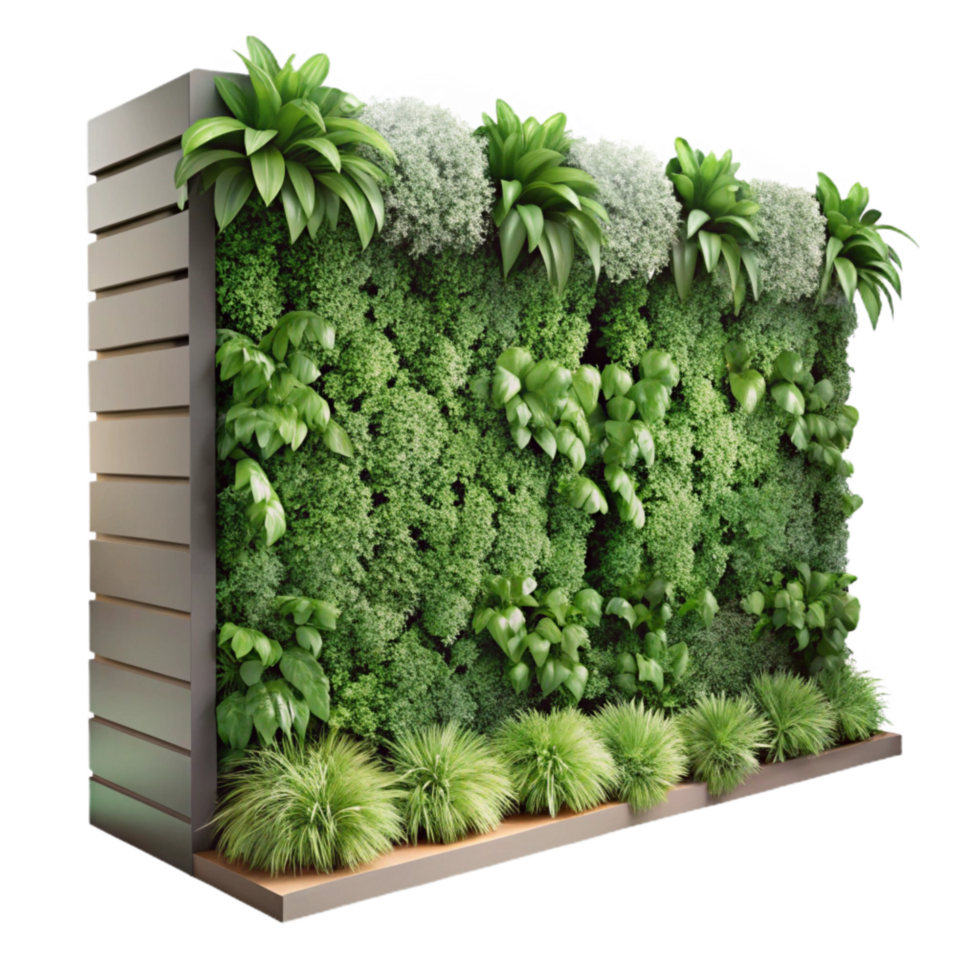 impressive contemporary Vertical Garden Wall Isolated Lush Greenery authentic png
