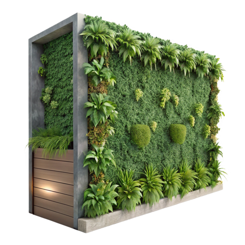 vibrant rustic Vertical Garden Wall Isolated Lush Greenery png
