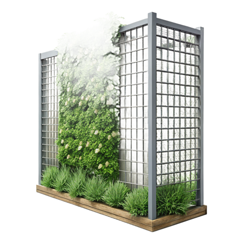 beautiful creative Vertical Garden Wall Metal Grid Transparent Background png