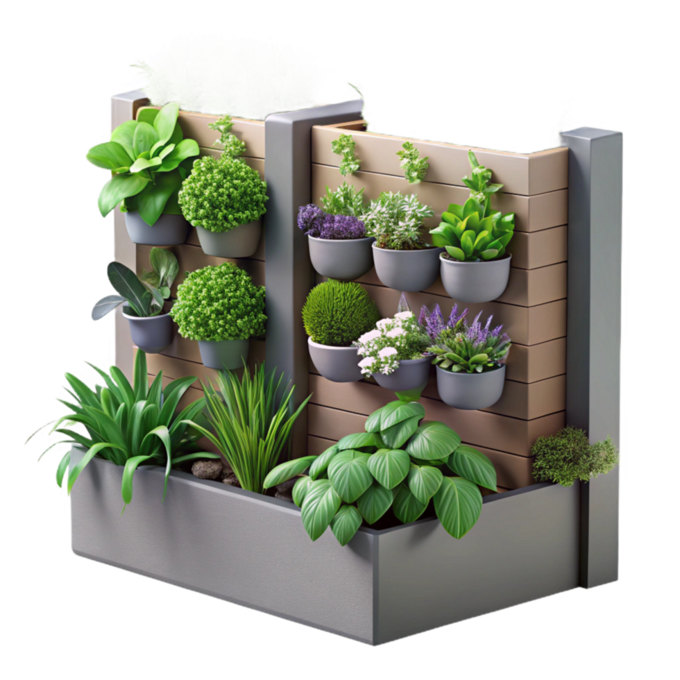 impressive vintage Vertical Garden with Herbs and Vegetables Isolated Mixed Planting detailed png