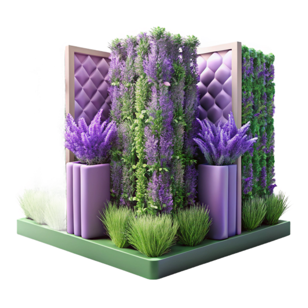 wonderful minimalist Vertical Garden with Lavender and Rosemary Cutout Purple and Green genuine png