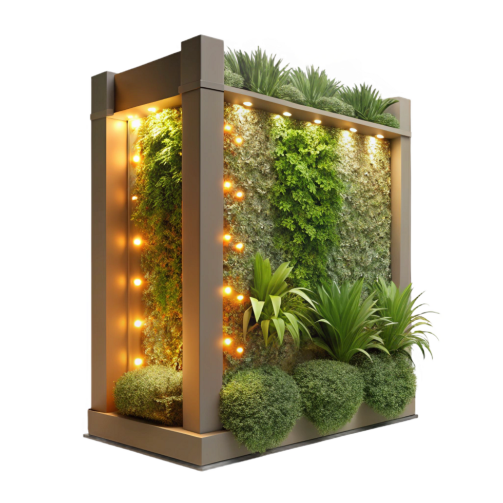 impressive classic Vertical Garden with Led Lights Isolated Warm Glow high quality png