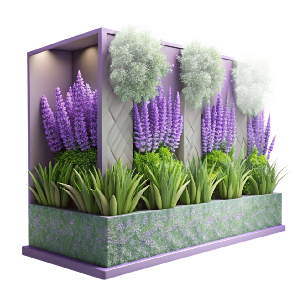 serene abstract Vertical Garden with Lavender and Rosemary Cutout Purple and Green exclusive png