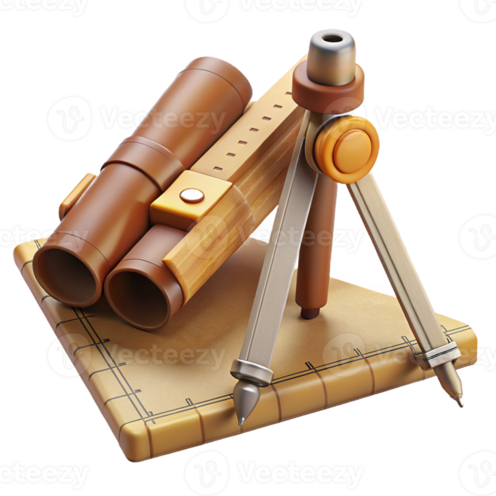 dramatic minimalist Vintage Drafting Tools Set Transparent Background exclusive png