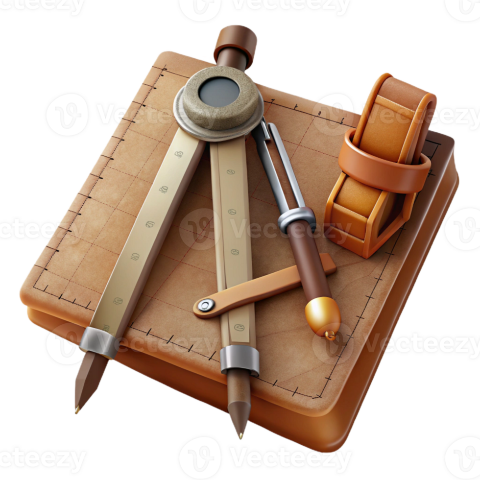 stunning contemporary Vintage Drafting Tools Set Transparent Background premium png