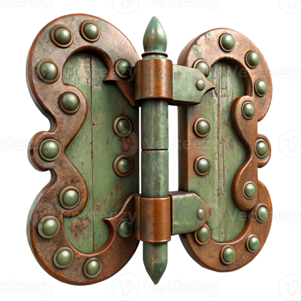 wonderful rustic Vintage Door Hinge Cutout Rusty Finish Isolated original png