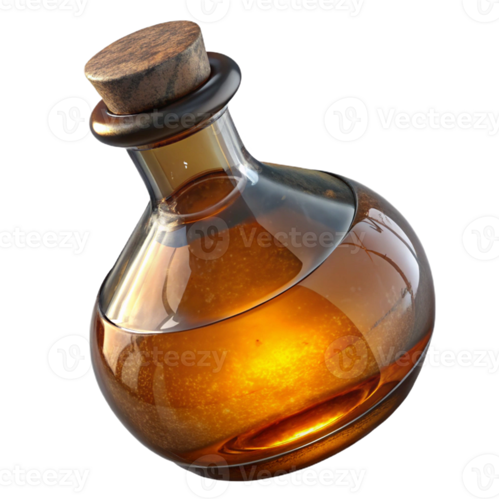 impressive rustic Vintage Glass Bottle Amber Color Transparent Background png