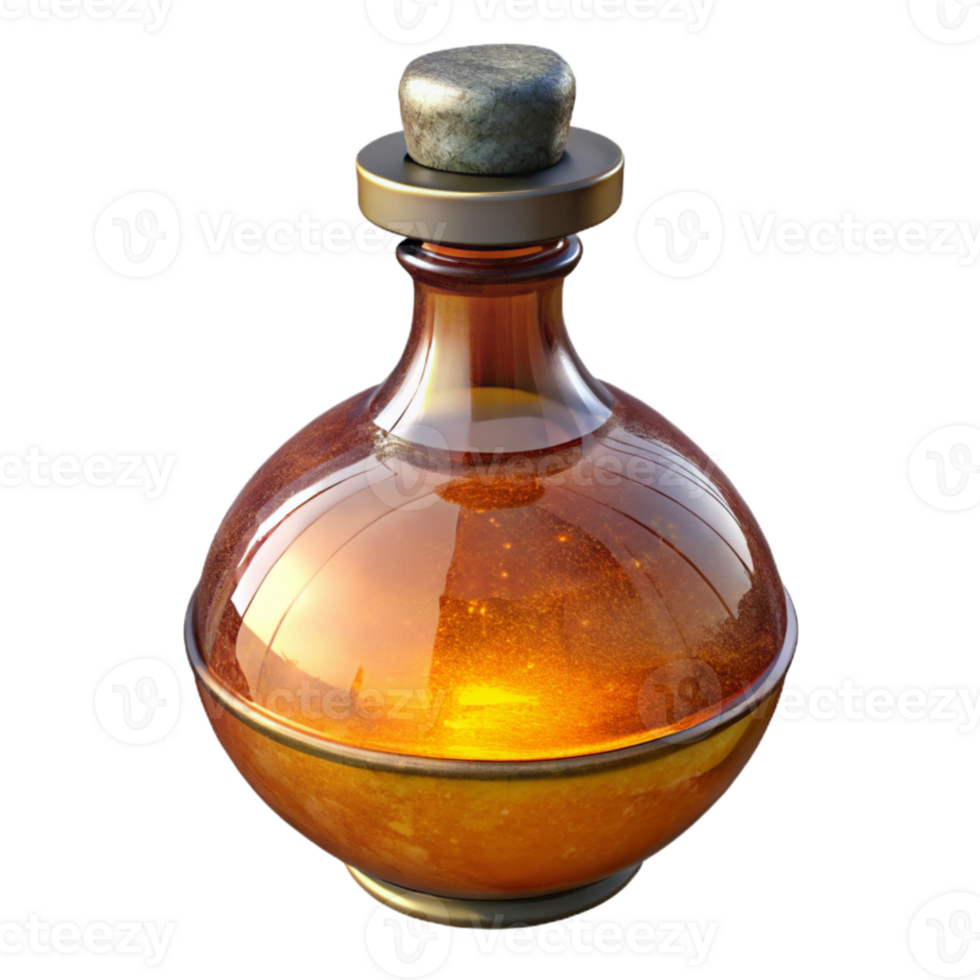 serene abstract Vintage Glass Bottle Amber Color Transparent Background high resolution png