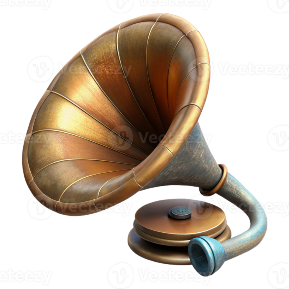 magnificent modern Vintage Gramophone Horn Close Up Transparent Background high resolution png