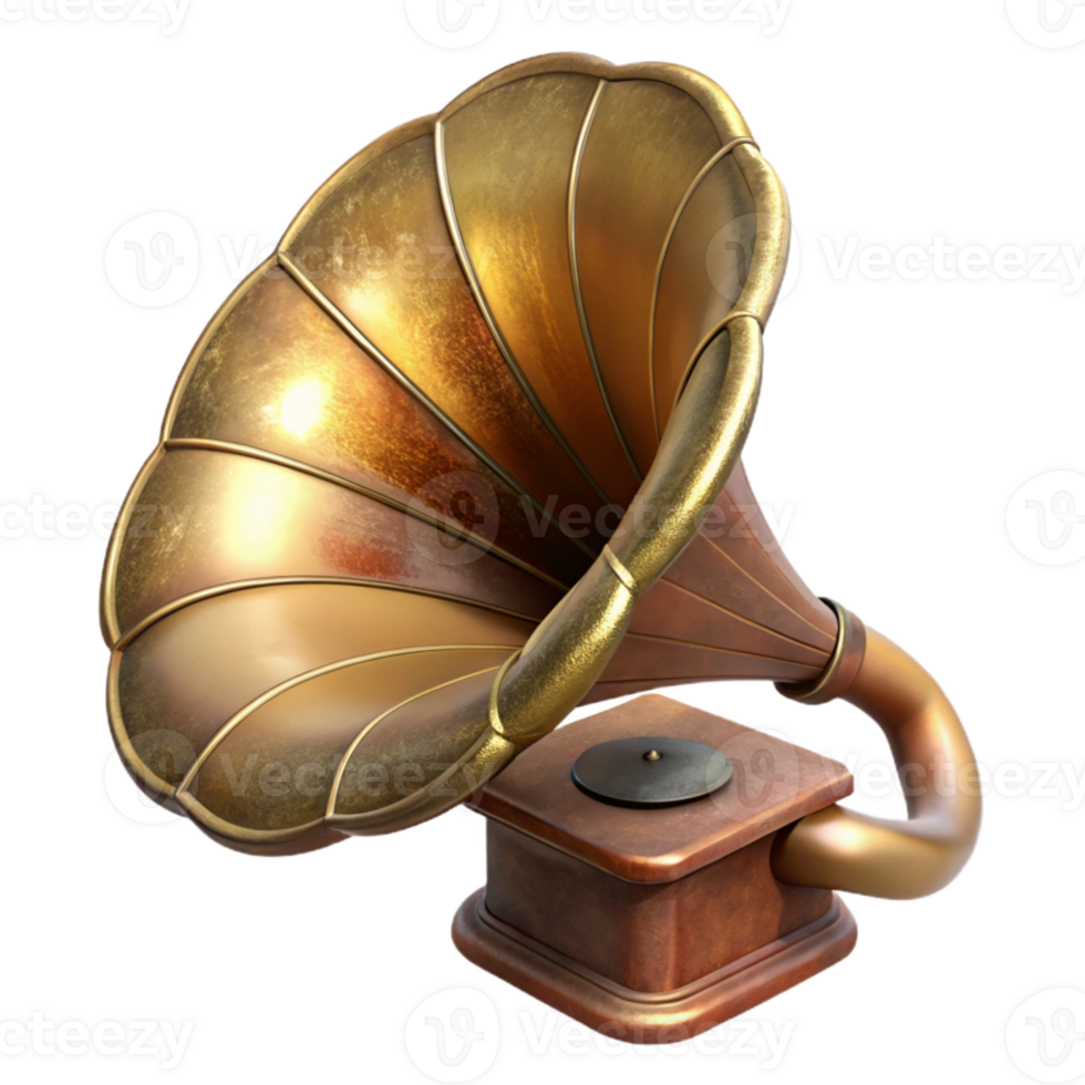 impressive abstract Vintage Gramophone Horn Close Up Transparent Background png