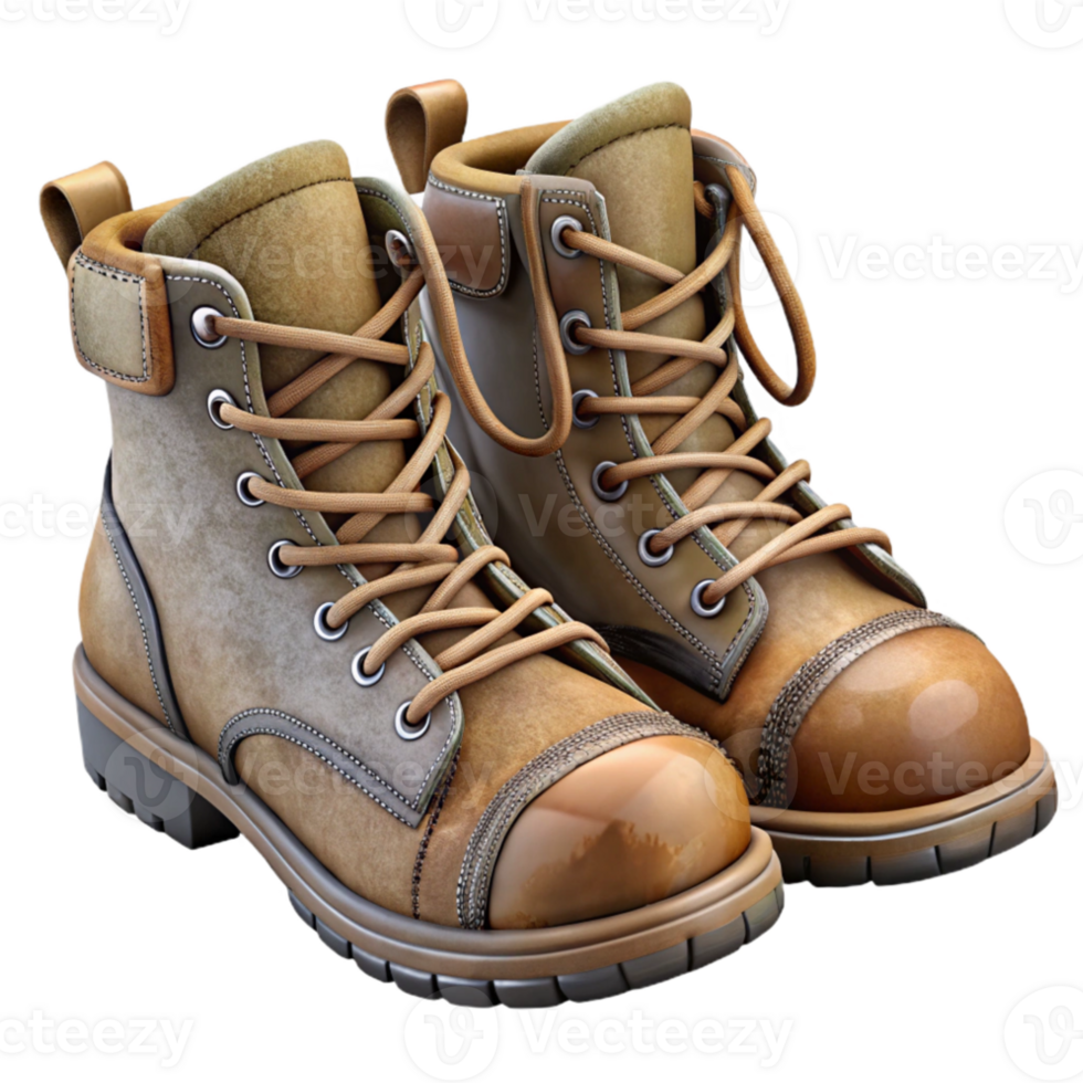 stunning artistic Vintage Hiking Boots with Laces Tied Isolated exclusive png