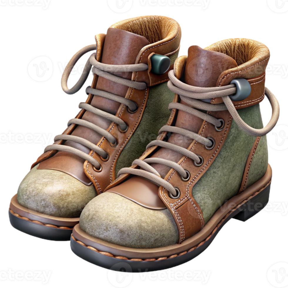 magnificent minimalist Vintage Hiking Boots with Laces Tied Isolated premium png
