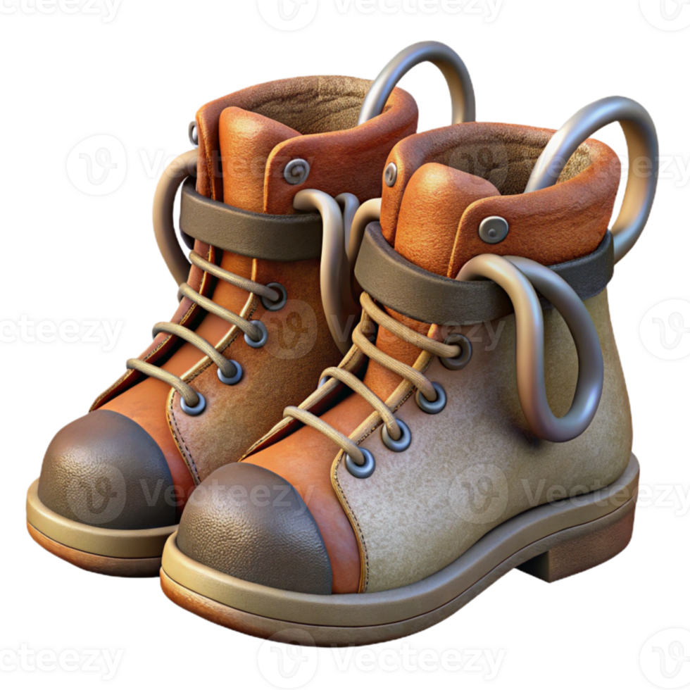 impressive artistic Vintage Hiking Boots with Laces Tied Isolated high resolution png