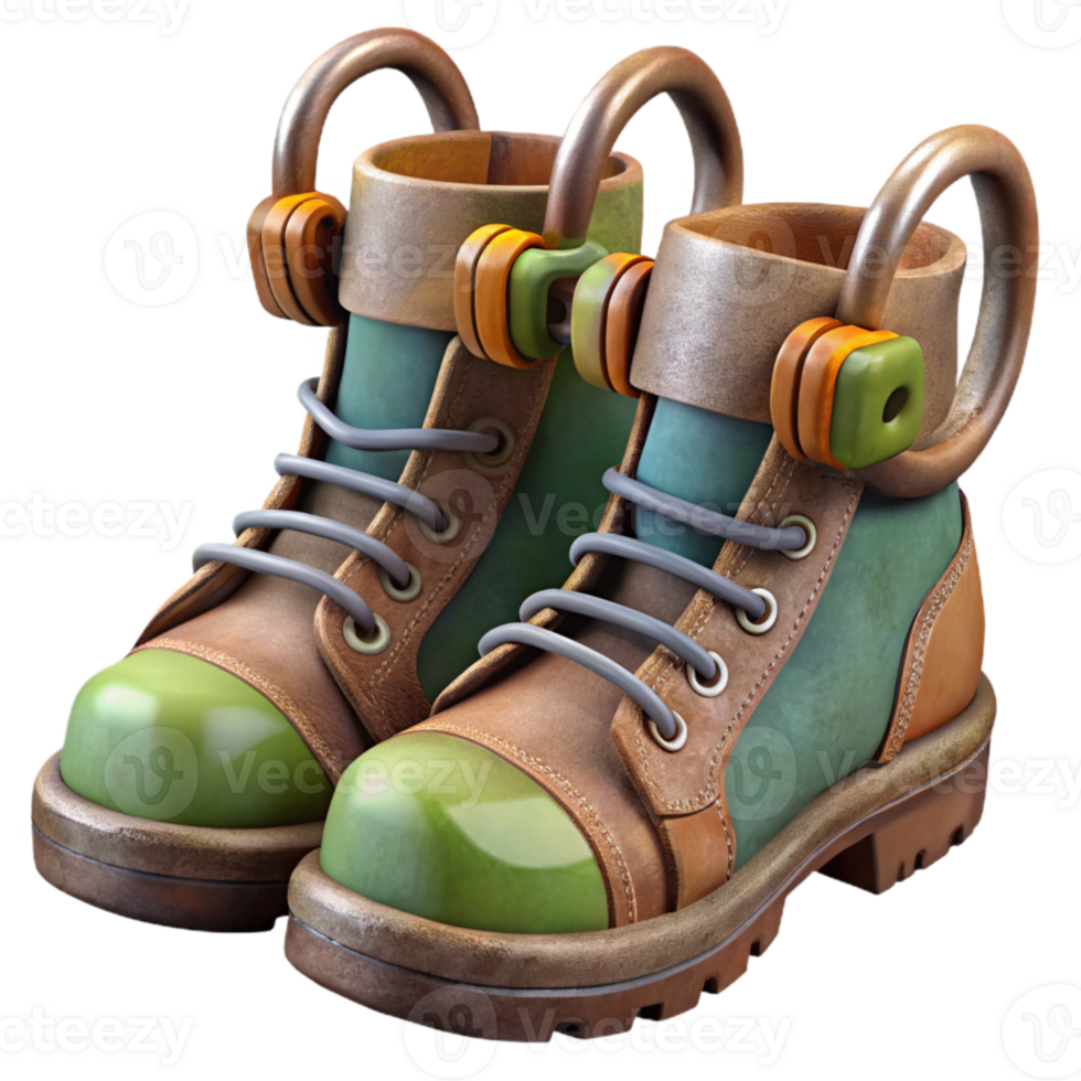 dramatic rustic Vintage Hiking Boots with Laces Tied Isolated premium png
