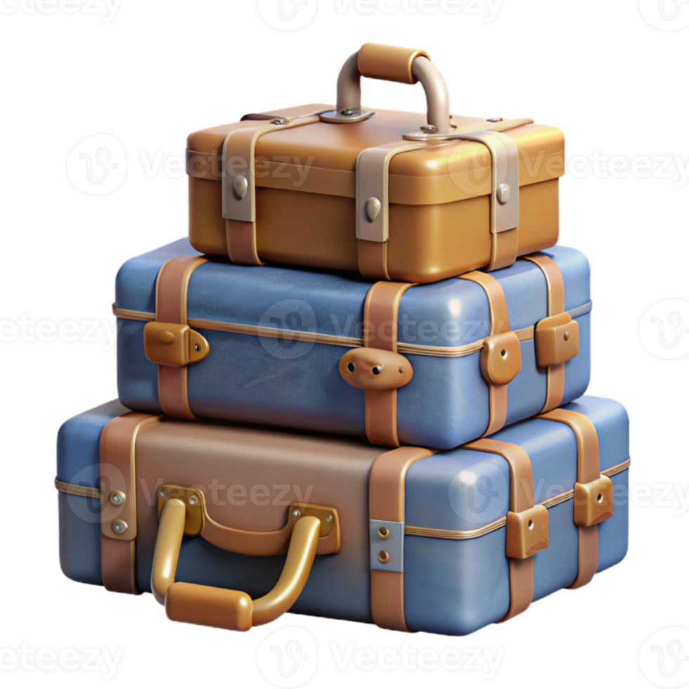 stunning contemporary Vintage Luggage Set with Stacked Suitcases Transparent Background png